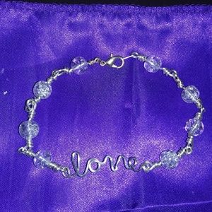 Silver plated wire wrapped LOVE bracelet